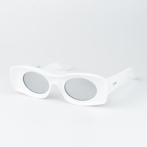 Loewe Paula\'s Ibiza Women Sunglasses White Silver Mirror Rectangle LW40033I 21C main image 4